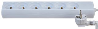 PEL00970 - Euro Mains Extension Lead, 6 Gang, 250V, 16A, 2m, White