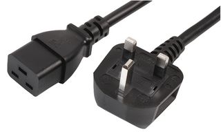 PEL01181 - UK Mains Plug with 13A Fuse to IEC C19 Mains Lead, 2m