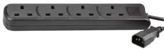 PEL01204 - IEC C14 Plug to 4-Gang Mains Extension Lead, 1m, Black