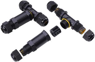 VT-869-B 5978 - Waterproof Box Terminal Block, T-Shaped, Black, IP68, 8-12mm