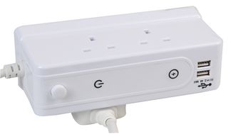 PEL01263 - 4 Gang Desktop Mains Extension Lead with USB, 2m, White