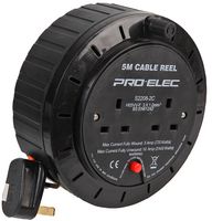 PEL01276 - 2 Gang Mains Extension Cable Reel, 5m