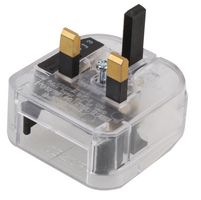 ECP-CL-R-3A. - Euro to UK Converter Plug, Reusable Screw, 3A, Transparent
