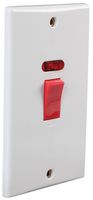 PEL01401 - 1-Gang, Double Height, Rounded Edge DP Wall Switch with Neon Indicator, 45A, 250V