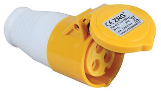 PELB0119 - 32A, 110V, Cable Mount CEE Socket, 2P+E, Yellow, IP44
