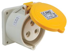 PELB0123 - 32A, 110V, Panel Mount CEE Socket, 2P+E, Yelow, IP44