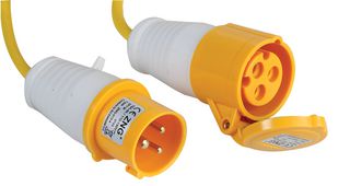 PELB0132 - 32A, 110V, CEE Plug to Socket Extension Lead, 2P+E, Yellow, 14m
