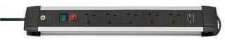1391003515 - Premium-Alu-Line FB Mains Extension Lead with USB Charging, 5 Gang, 3m Lead, Black