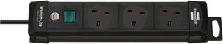 1951133100 - Premium-Line Mains Extension Lead, 3 Gang, 3m Lead, Black