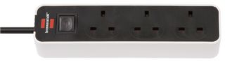 1153233020 - Ecolor Mains Extension Lead, 3 Gang, 1.5m Lead, Black/White
