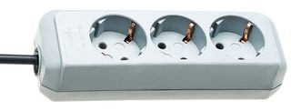 1157450015 - Eco-Line Unswitched Euro Mains Extension Lead, 3 Gang, 1.5m Lead, Light Grey