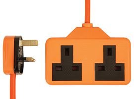 PELB1212 - 2 Gang Rubber Mains Extension Lead, 2m, Orange