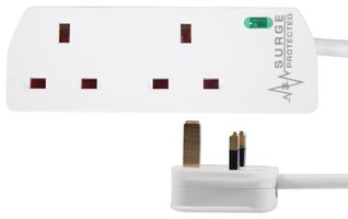 PELB1988 - 2 Gang Surge Protected Mains Extension Lead, 7.5m, White