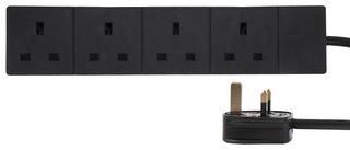 PELB1999 - 4 Gang Mains Extension Lead, 7.5m, Black