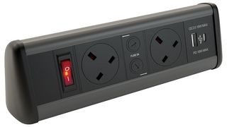 P-PACK DESK 2SU - P-Pack Desktop Power & USB Charging Unit, 2 Gang, 1x USB A, 1x USB C, Black