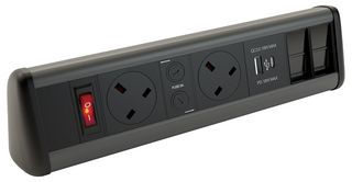 P-PACK DESK 2/2SU - P-Pack Desktop Power, Data & USB Charging Unit, 2 Gang, 2x Cat6, 1x USB A, 1x USB C, Black