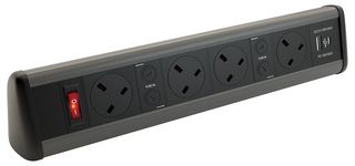 P-PACK DESK 4SU - P-Pack Desktop Power & USB Charging Unit, 4 Gang, 1x USB A, 1x USB C, Black