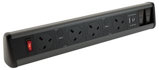 P-PACK DESK 4/2SU - P-Pack Desktop Power, Data & USB Charging Unit, 4 Gang, 2x Cat6, 1x USB A, 1x USB C, Black