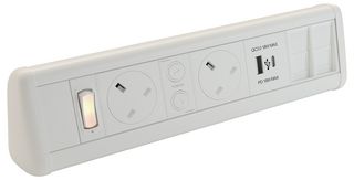 P-PACK DESK 2/2WU - P-Pack Desktop Power, Data & USB Charging Unit, 2 Gang, 2x Cat6, 1x USB A, 1x USB C, White
