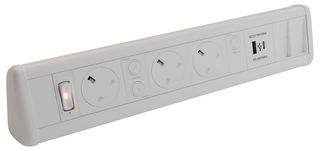 P-PACK DESK 3/2WU - P-Pack Desktop Power, Data & USB Charging Unit, 3 Gang, 2x Cat6, 1x USB A, 1x USB C, White