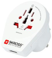 1.500267 - World to UK USB Travel Adaptor, 1x USB A, 250V, 7A