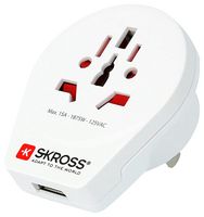 1.500268 - World to US USB Travel Adaptor, 1x USB A, 250V, 15A