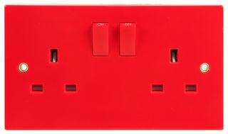 WA037RD - Essentials 2 Gang Switched Socket, Double Pole, 13A, Red