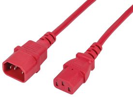 PELB2243 - IEC C14 Plug to C13 Socket Power Lead, 10A, 2m, Red