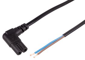 PELB2271 - Right Angled IEC C7 to Bare Ends Mains Lead, 0.75mm, 10m, Black