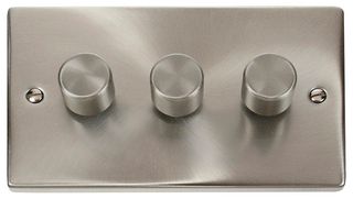VPSC163 - Dimmer Switch, 3 Gang, 2 Way, 100W, Satin Chrome