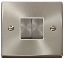 VPSC412WH - Light Switch, 2 Gang, 2 Way, 10AX, Satin Chrome