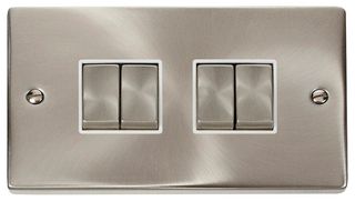 VPSC414WH - Light Switch, 4 Gang, 2 Way, 10AX, Satin Chrome