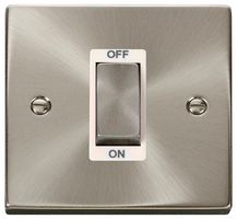 VPSC500WH - Double Pole Switch, 1 Gang, 45A, Satin Chrome