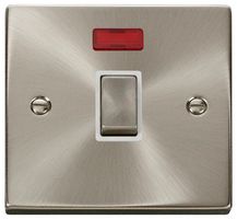 VPSC723WH - Double Pole Control Switch with Neon, 1 Gang, 20A, Satin Chrome