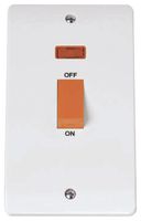 CMA203 - Double Pole Switch with Neon, 2 Gang, 45A, White