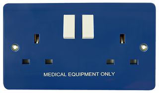 CMA637BL - Medical Equipment Switched Socket, 2 Gang, Double Pole, 13A, Blue