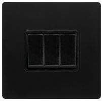 SFBK013BK - Light Switch, 3 Gang, 2 Way, 10AX, Black