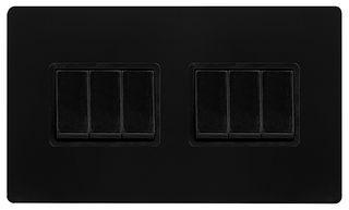 SFBK105BK - Light Switch, 6 Gang, 2 Way, 10AX, Black