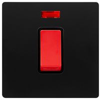 SFBK201BK - Double Pole Switch with Neon, 1 Gang, 50A, Black