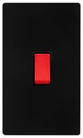 SFBK202BK - Double Pole Switch, 2 Gang, 50A, Black
