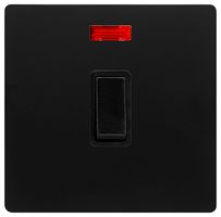 SFBK623BK - Double Pole Control Switch with Neon, 1 Gang, 20A, Black