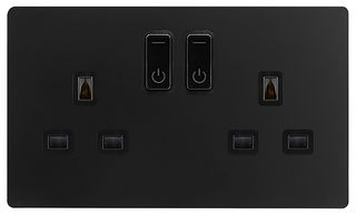SFBK30036BK - Smart Switched Socket, 2 Gang, Double Pole, 13A, Black