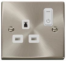 VPSC30535WH - Smart Switched Socket, 1 Gang, Double Pole, 13A, Satin Chrome