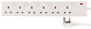 PELB2420 - 6 Gang Switched Mains Extension Lead, 3m, White