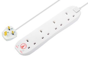SRG44N-MP - Mains Extension Lead with Surge Protection, 4 Gang, 4m, White