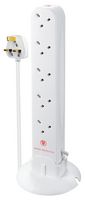 SRGTOW10110-MP - Mains Extension Tower with Surge Protection, 10 Gang, 1m, White