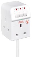 SWSRG3210C-MP - Switched Mains Adaptor with Surge Protection, 3 Gang, 2m, White
