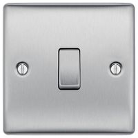 NBS12-01 - Light Switch, 1 Gang, 2 Way, 20A, 16AX, Brushed Steel