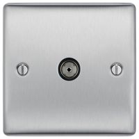 NBS60-01 - Coaxial Socket, 1 Gang, Brushed Steel