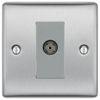 NBS62-01 - Isolated Coaxial Socket, 1 Gang, Brushed Steel